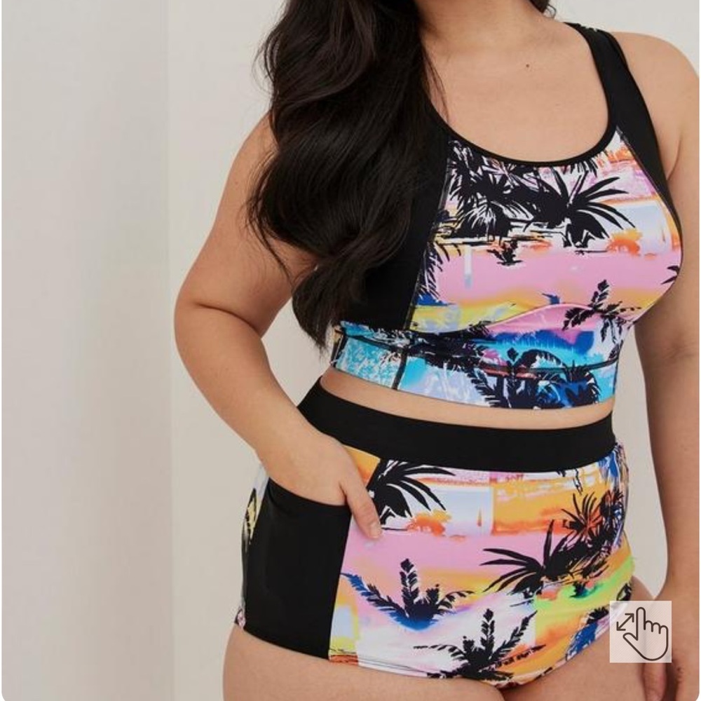 Torrid Active Wireless Racerback Bikini Top & High Rise Swim Bottom - Picture 3 of 6